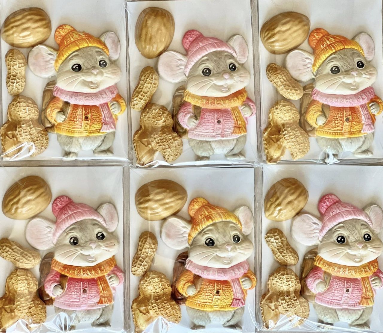 Gipsz egérke hátizsákkal mogyoróval szett Gipsz egérke hátizsákkal mogyoróval szett