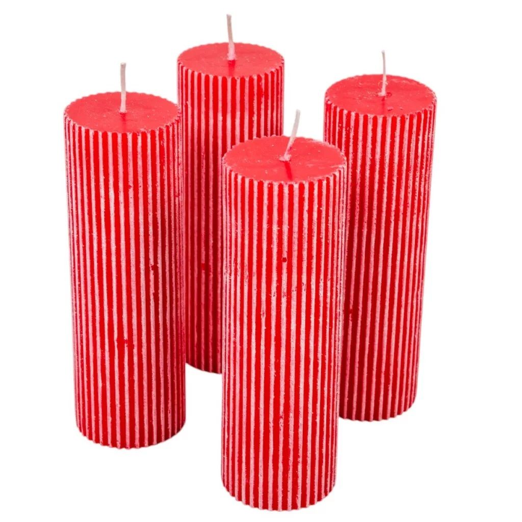 Kontúrozott bordás henger gyertya 50x150mm -7 színben