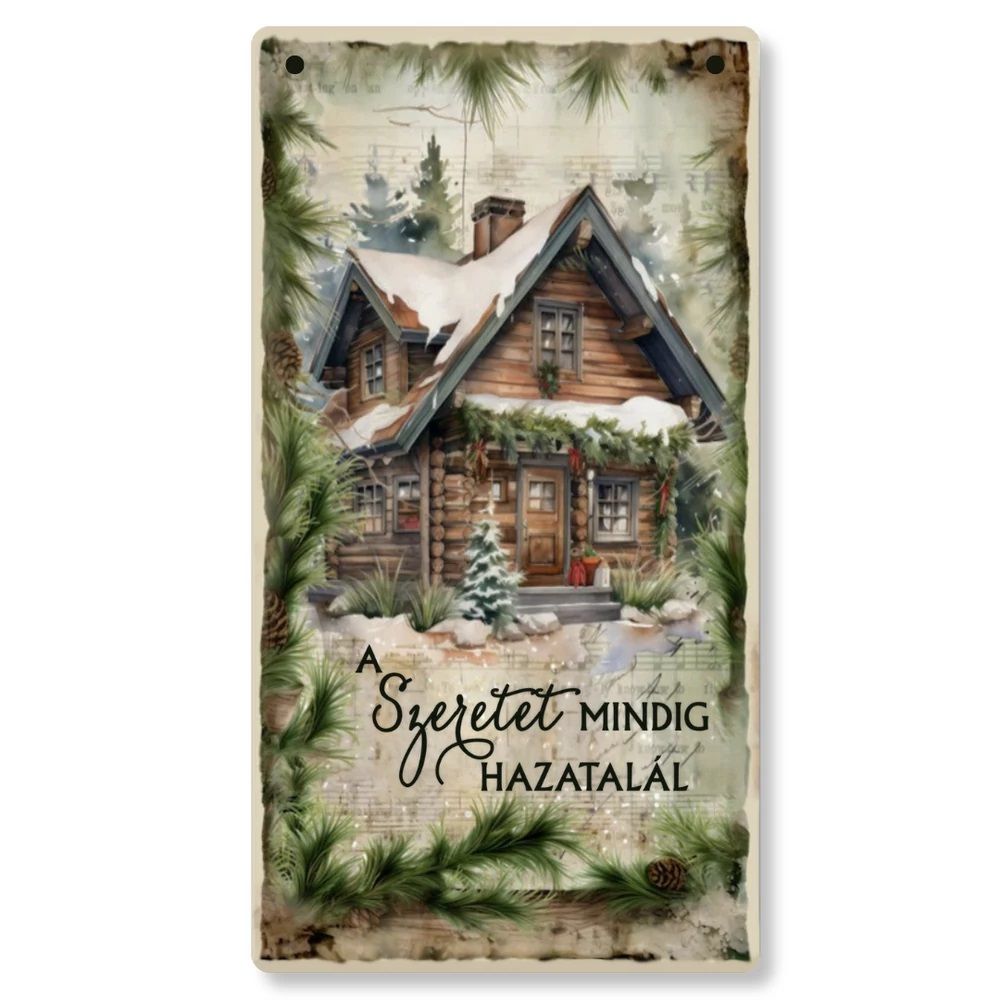 Nyomtatott fa akasztós tábla karácsonyi idézetekkel - Több féle 