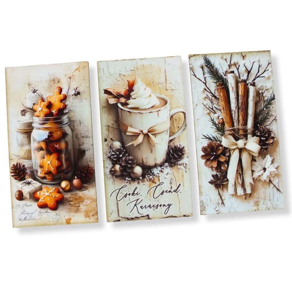 Nyomtatott dekorkarton karácsonyi téma 3db/csomag - Több féle Nyomtatott dekorkarton karácsonyi téma 3db/csomag - Több féle