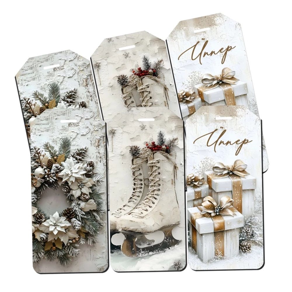 Nyomtatott dekorkarton karácsonyi biléta 6db/csomag - Több féle