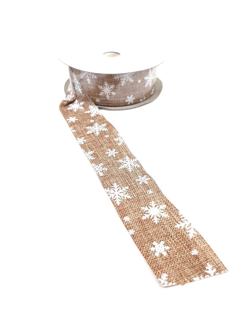 Hópehely mintás juta szalag 2,5 cm - 5 színben Hópehely mintás juta szalag 2,5 cm - 5 színben
