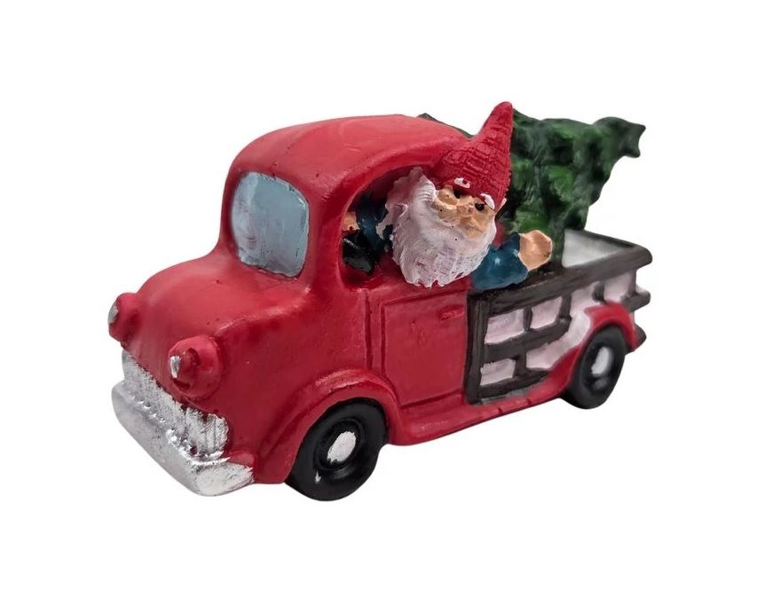 Piros pick up autó manó sofőrrel+fenyőfával Piros pick up autó manó sofőrrel+fenyőfával