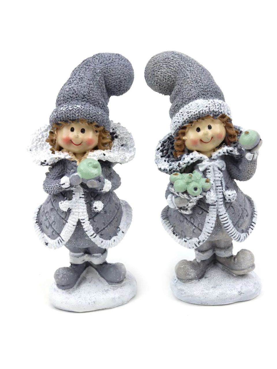 Szürke ruhás figura almával- 2 féle Szürke ruhás figura almával- 2 féle