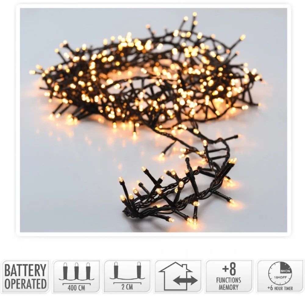 Sűrű fényfüzér 200 LED-es időzítős programos elemes 4 m - 2 színben Sűrű fényfüzér 200 LED-es időzítős programos elemes 4 m - 2 színben