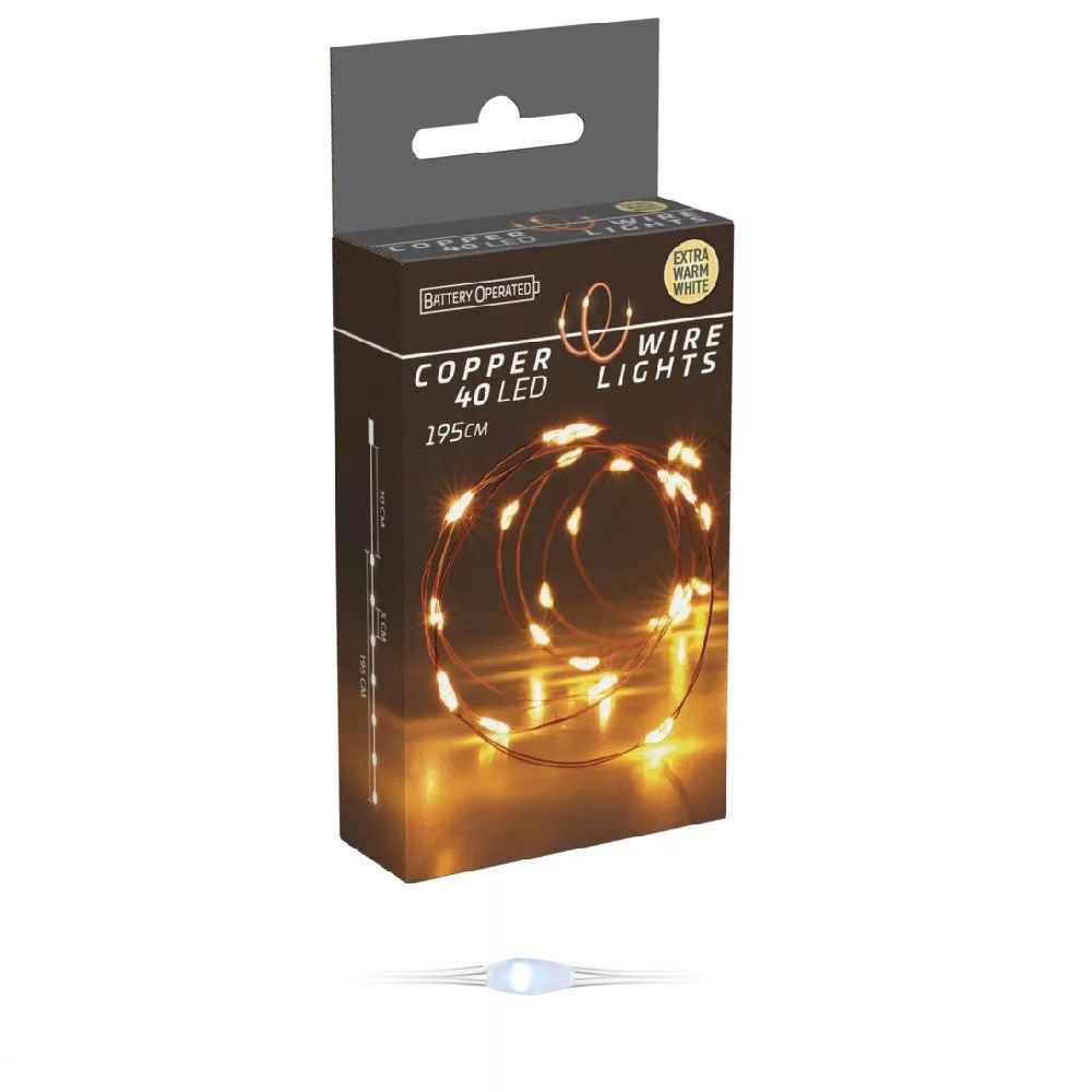 Réz drótkábeles fényfüzér LED-es elemes - Több méretben Réz drótkábeles fényfüzér LED-es elemes - Több méretben