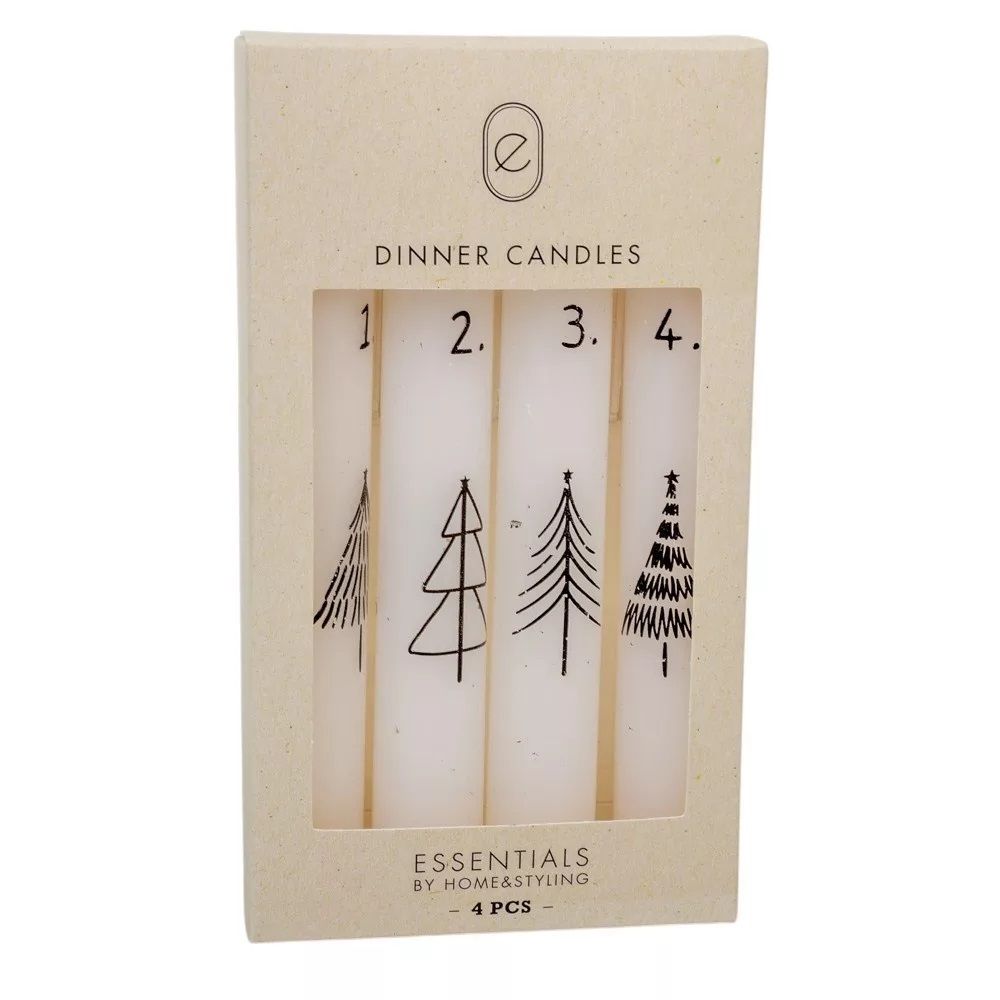 Karácsonyi mintás szálas gyertya 16cm 4db/csomag - 2 színben  Karácsonyi mintás szálas gyertya 16cm 4db/csomag - 2 színben