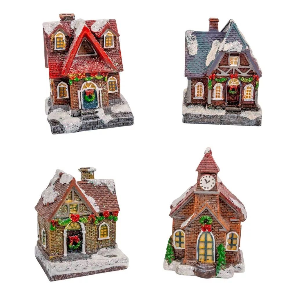 Házikó LED-es poly M10-13cm - 4 féle Házikó LED-es poly M10-13cm - 4 féle