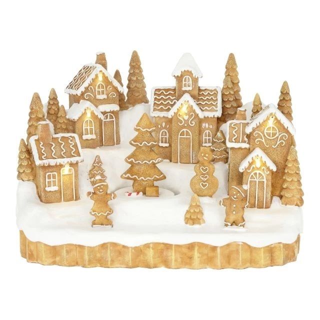 Dioráma mézeskalács falu mozgó fenyővel, LED-es 24,5x16x16,3 cm Dioráma mézeskalács falu mozgó fenyővel, LED-es 24,5x16x16,3 cm