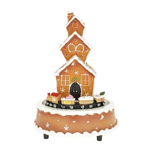 Dioráma mézeskalács ház mozgó vonattal 15,5x15,5x20 cm Dioráma mézeskalács ház mozgó vonattal 15,5x15,5x20 cm