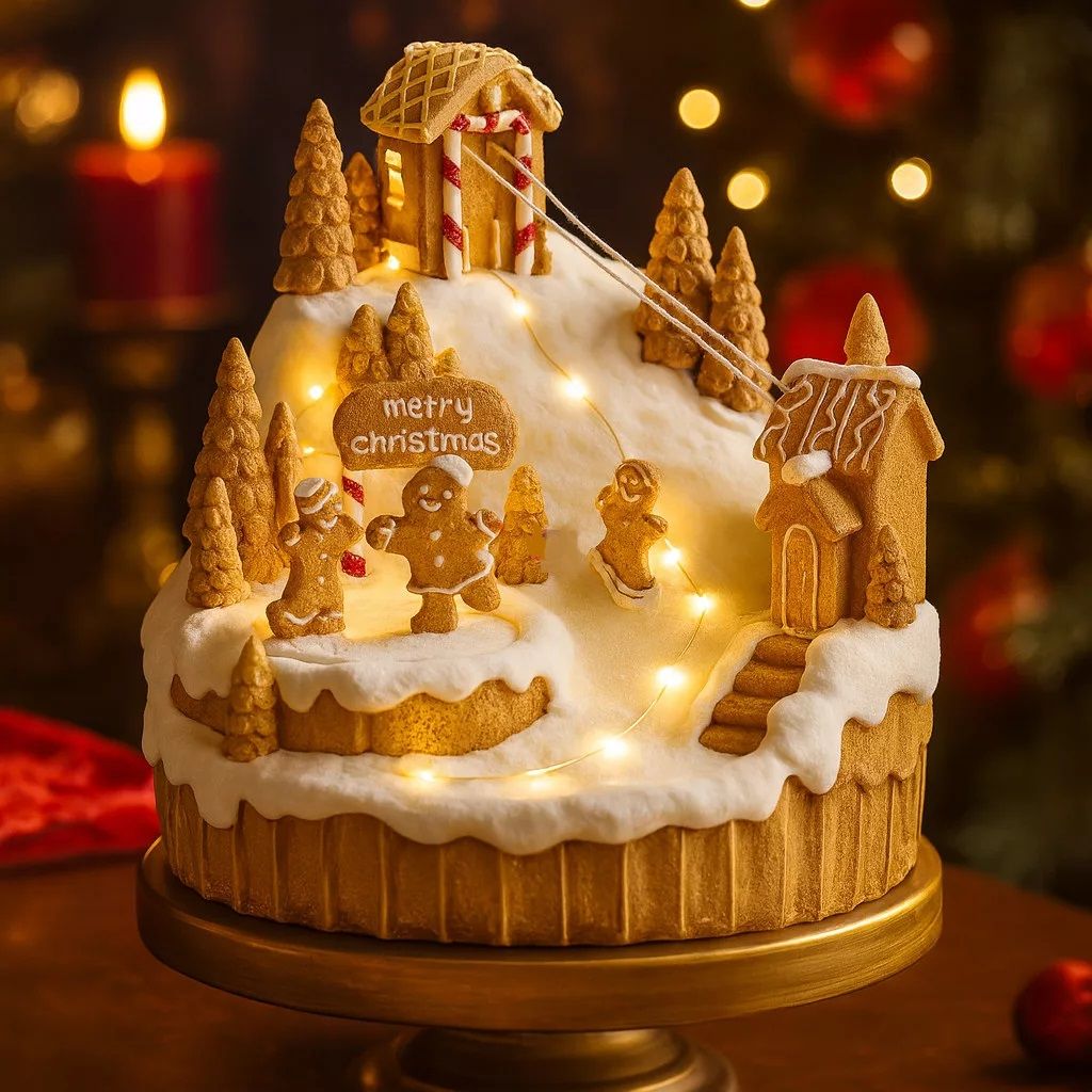 Dioráma mézeskalács sípálya mozgó figurákkal, LED-es 15,5x16x16,7 cm Dioráma mézeskalács sípálya mozgó figurákkal, LED-es 15,5x16x16,7 cm