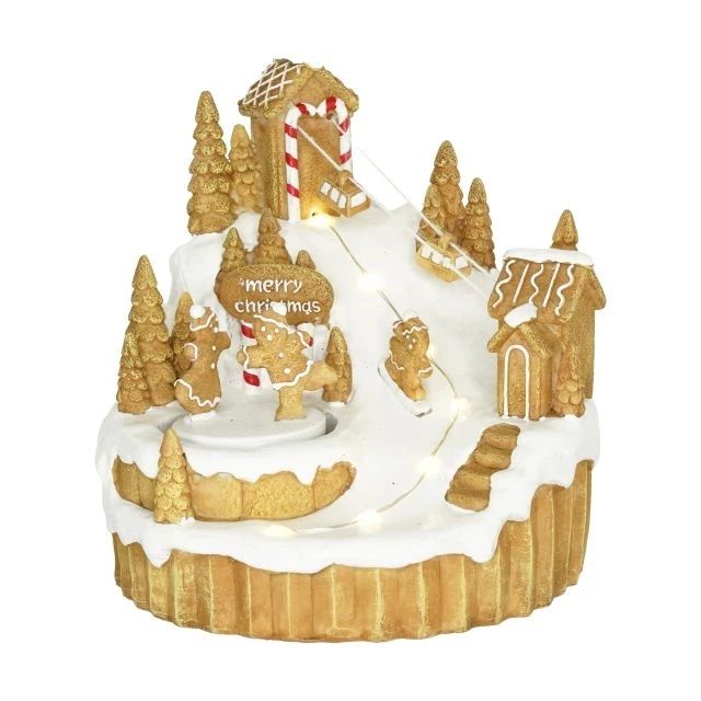 Dioráma mézeskalács sípálya mozgó figurákkal, LED-es 15,5x16x16,7 cm Dioráma mézeskalács sípálya mozgó figurákkal, LED-es 15,5x16x16,7 cm