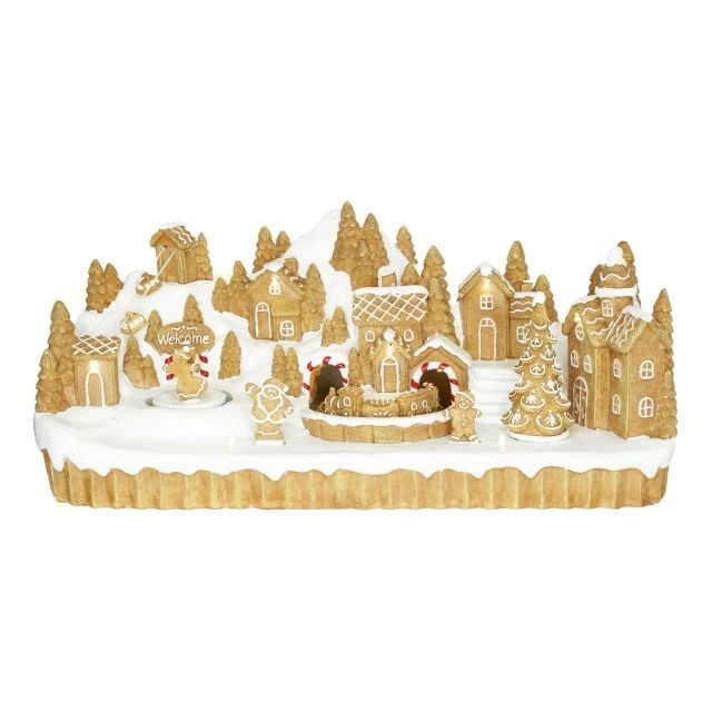 Dioráma mézeskalács város mozgó vonattal, LED-es 41x17x18,3 cm Dioráma mézeskalács város mozgó vonattal, LED-es 41x17x18,3 cm