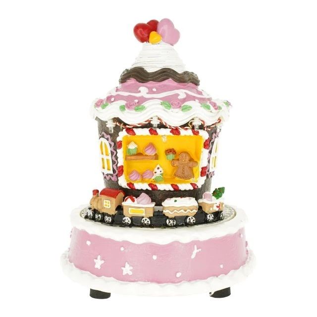 Dioráma muffin ház mozgó vonattal 15,5x15,5x19,5 cm Dioráma muffin ház mozgó vonattal 15,5x15,5x19,5 cm