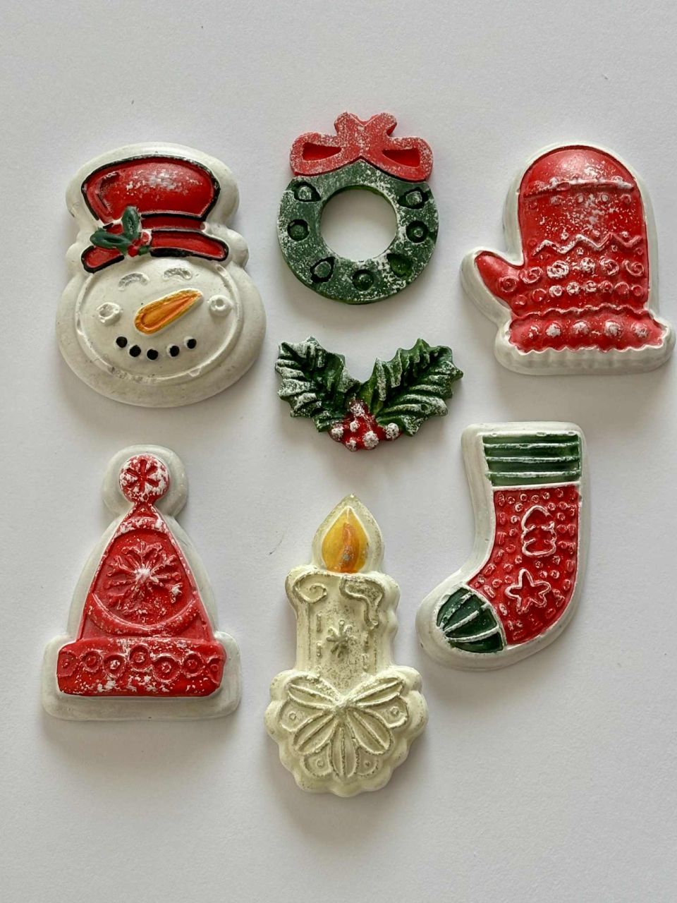 Gipsz lapos hóemberes karácsonyi dísz szett Gipsz lapos hóemberes karácsonyi dísz szett