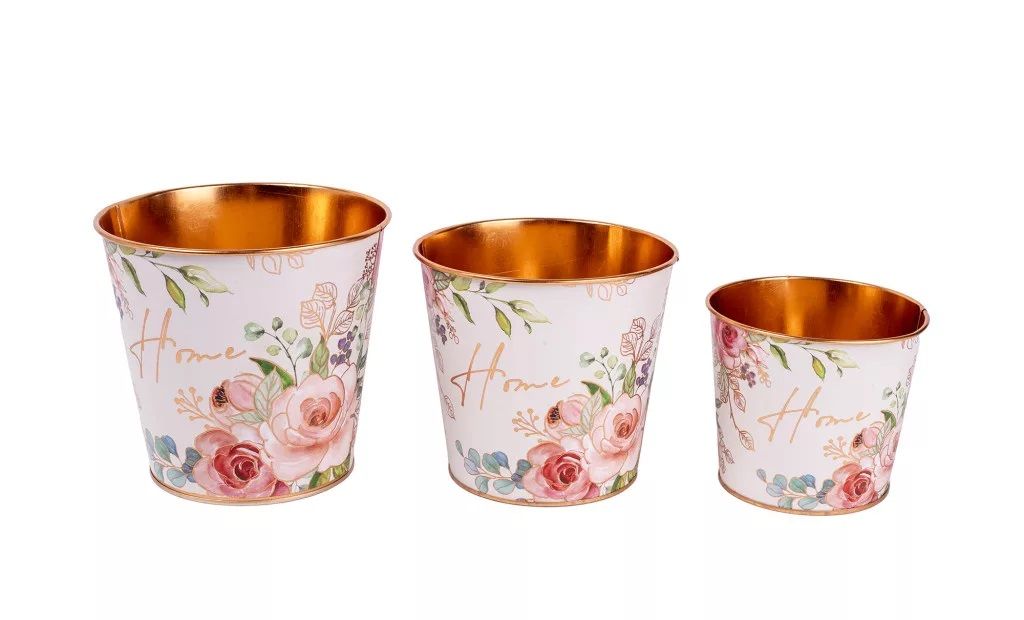 Bádog kaspó 3 darabos - 4 mintával