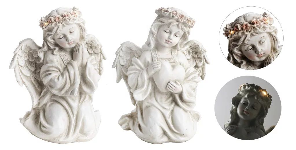 Polirezin térdelő angyal leddel - 2 féle Polirezin térdelő angyal leddel - 2 féle