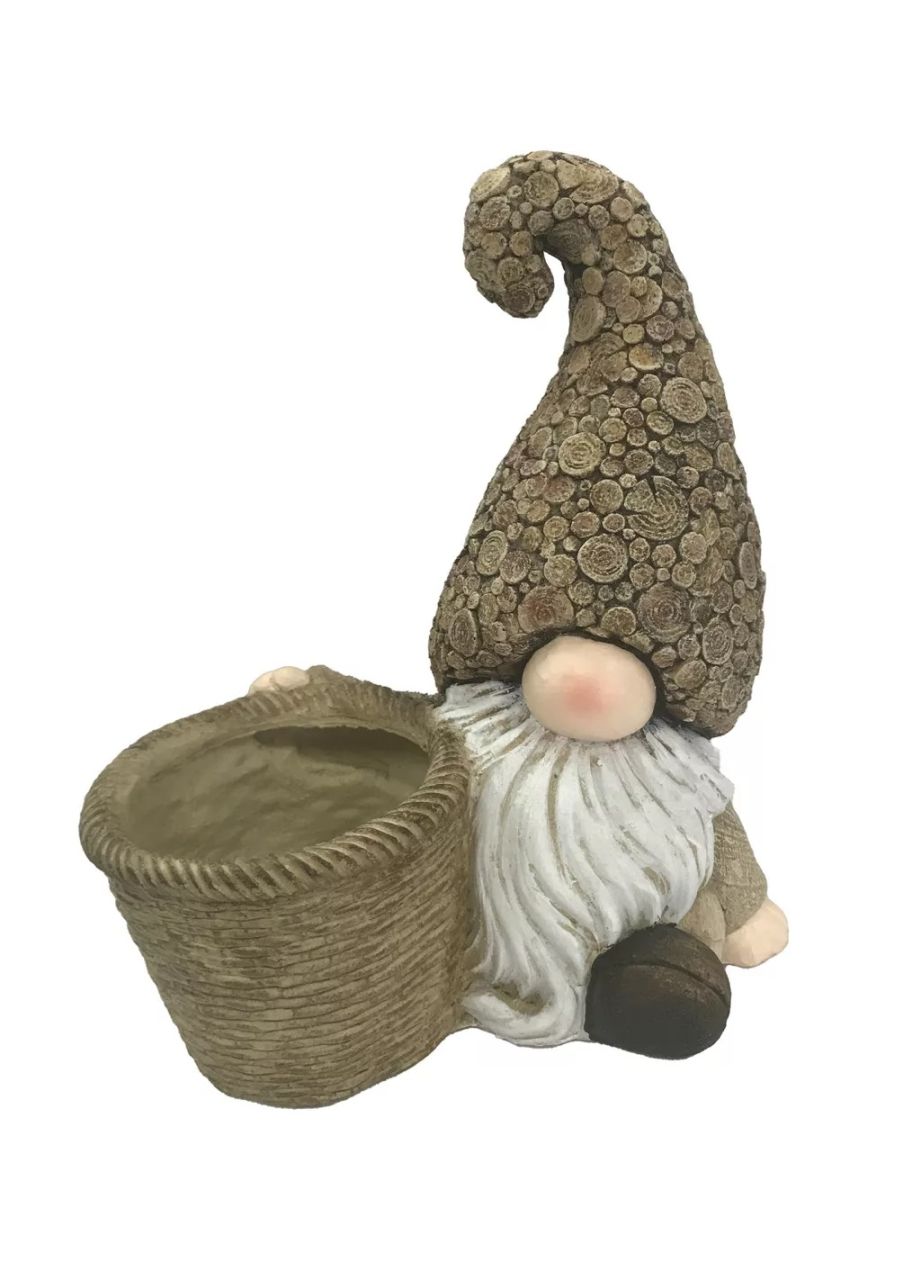 Kültéri kaspó orrszakáll fa szeletes sapkában 35cm Kültéri kaspó orrszakáll fa szeletes sapkában 35cm