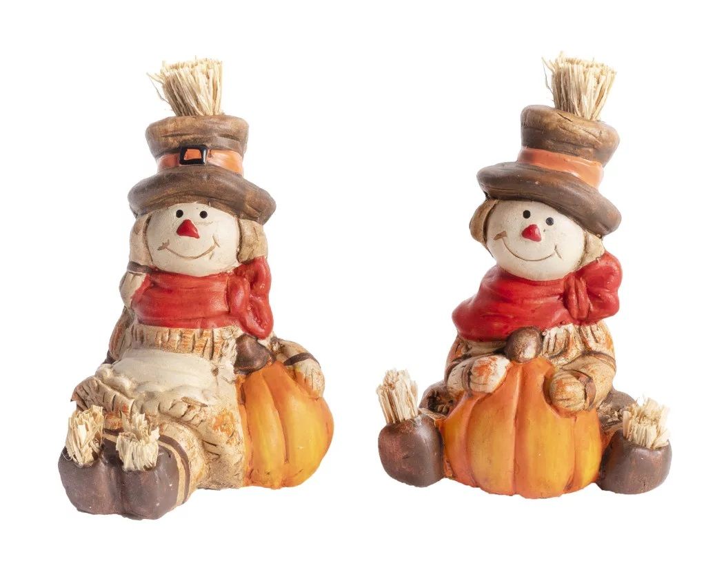 Kerámia madárijesztő tökkel 9,5 cm- 2 féle Kerámia madárijesztő tökkel 9,5 cm- 2 féle