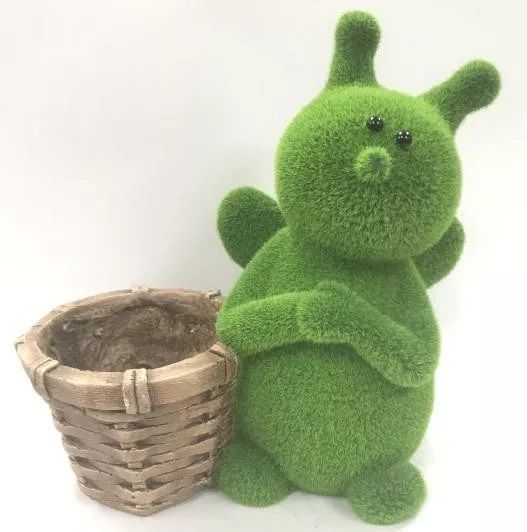 Kültéri kaspó flokkolt katicával 32 cm Kültéri kaspó flokkolt katicával 32 cm