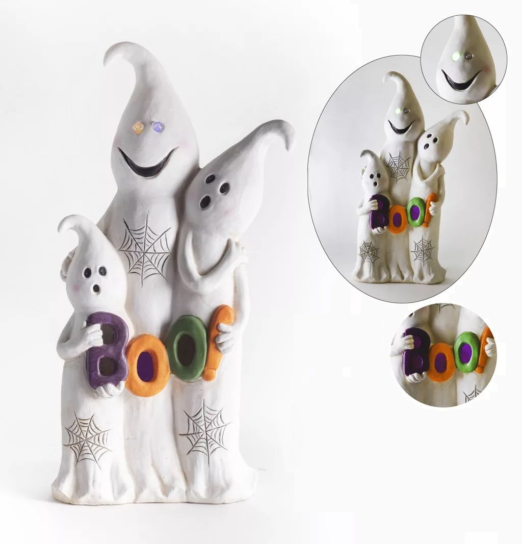 Kültéri led és zenélő szellem BOO felirattal 66,5 cm Kültéri led és zenélő szellem BOO felirattal 66,5 cm