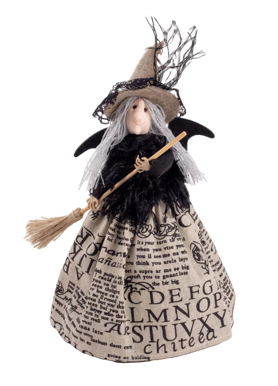 Textil boszorkány álló seprúvel 28 cm Textil boszorkány álló seprúvel 28 cm