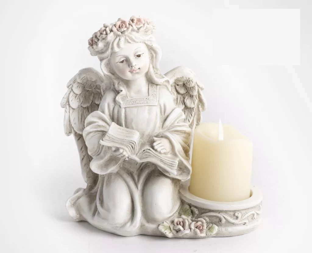 Polirezin led gyertya angyal könnyvel 17,5 cm Polirezin led gyertya angyal könnyvel 17,5 cm