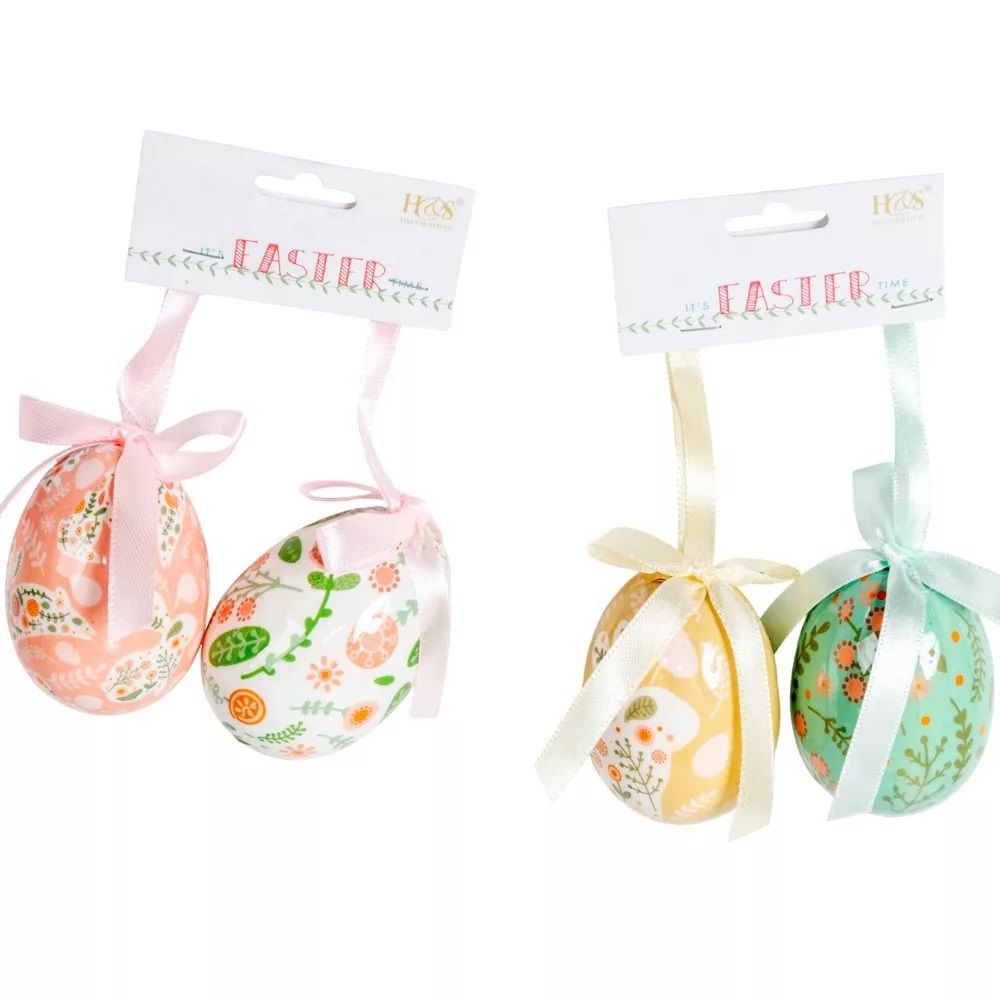 Húsvéti tojás mintás akasztós műa. 7cm 2db-os - 2 féle