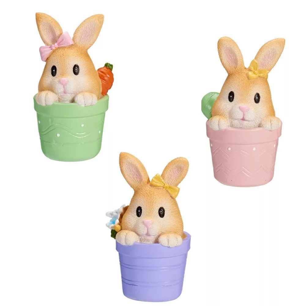 Nyuszi cserépben poly M11cm - 3 féle Nyuszi cserépben poly M11cm - 3 féle