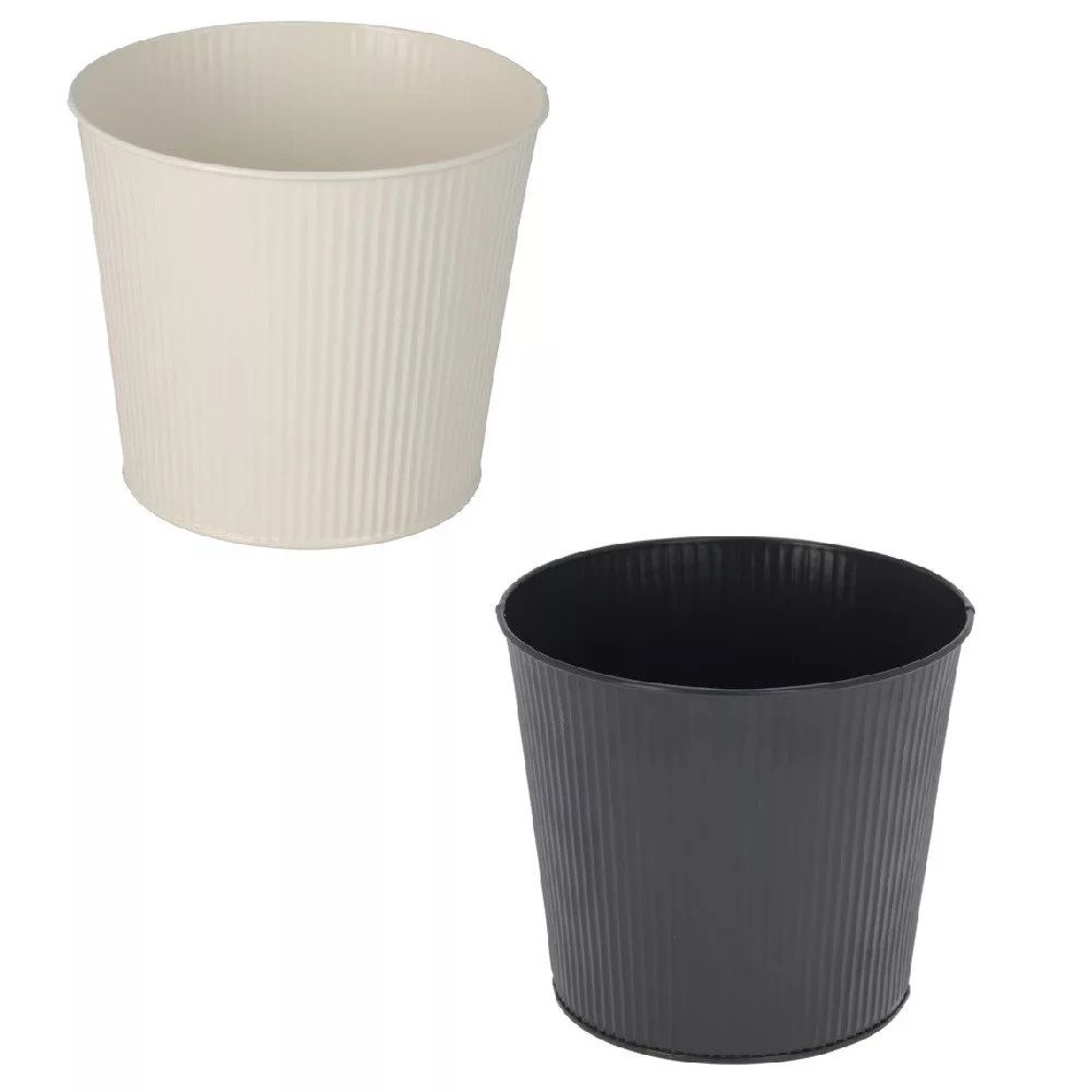 Kaspó fém bordás - Több méretben - 2 színben