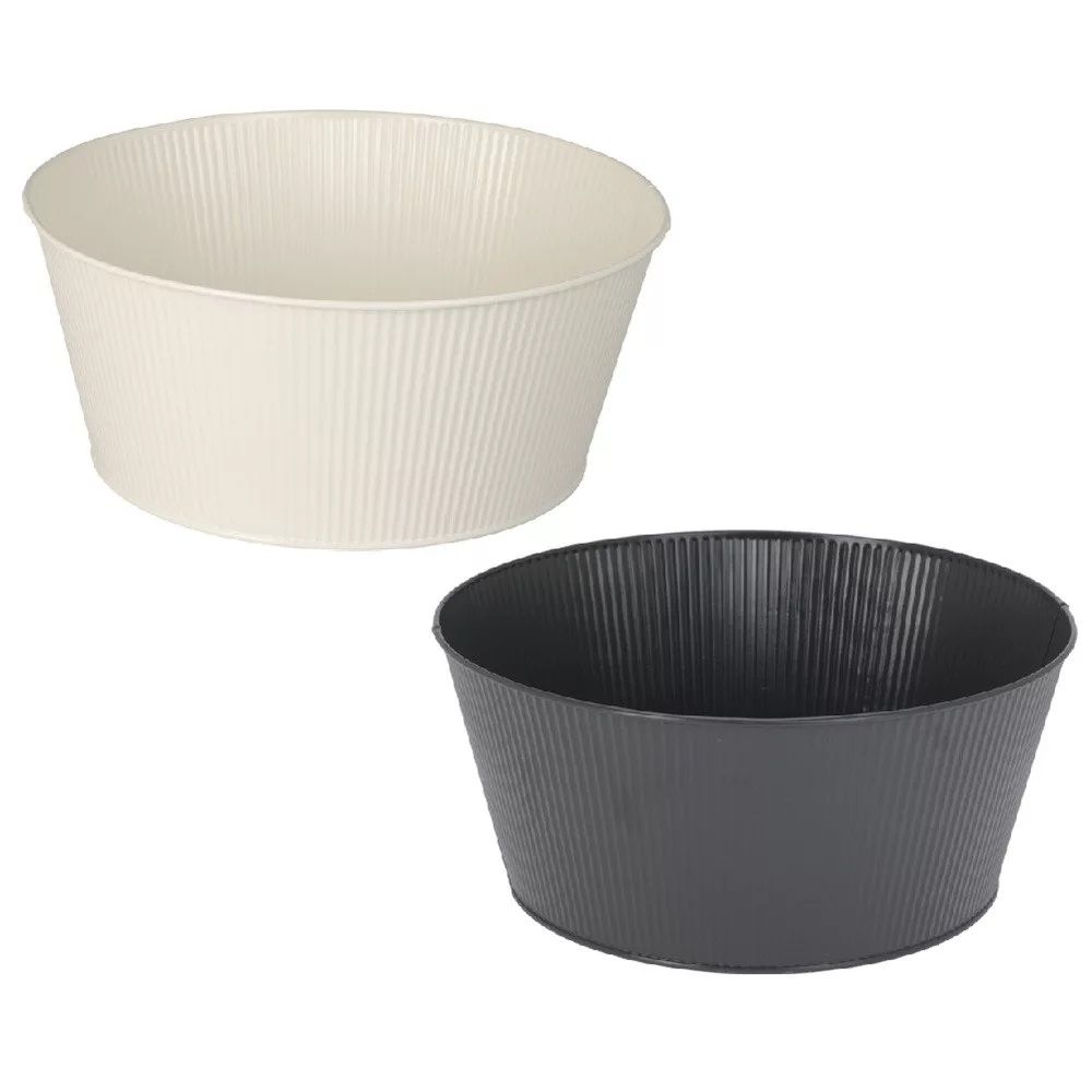 Kaspó fém bordás D21,5cm M10cm - 2 színben