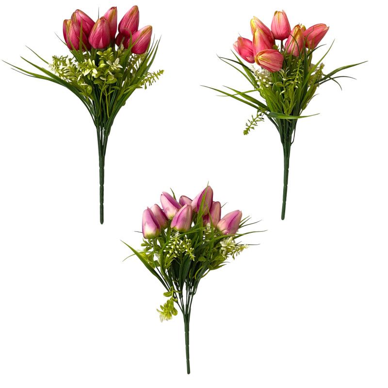 Tulipán csokor x9 37cm - 7 színben Tulipán csokor x9 37cm - 7 színben