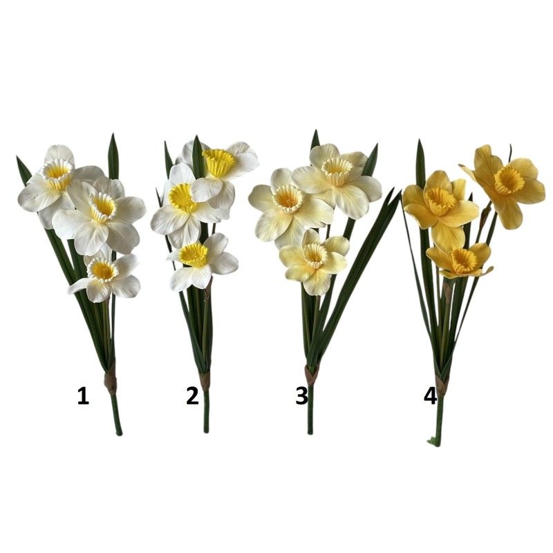 Gumi nárcisz csokor x3 43cm- 4 színben Gumi nárcisz csokor x3 43cm- 4 színben