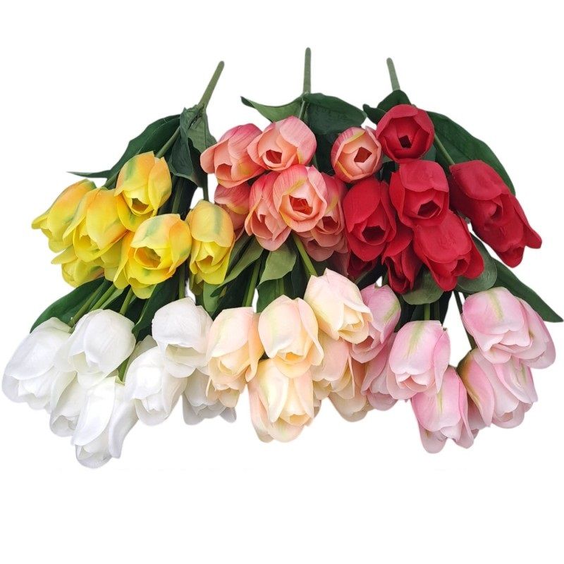 Tulipán csokor x9 48cm - 6 színben Tulipán csokor x9 48cm - 6 színben
