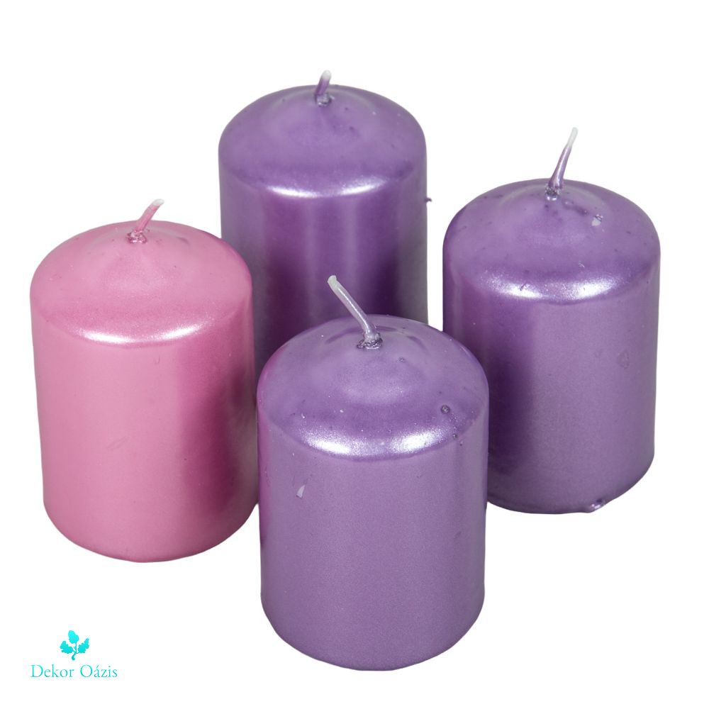 Mártott adventi gyertya 4db/csomag - Rózsaszín-Lila