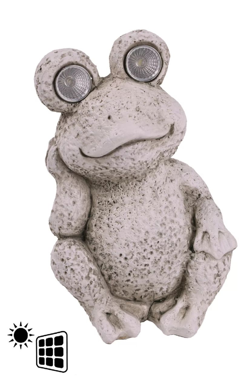 Kültéri napelemes kőhatású béka 17 cm