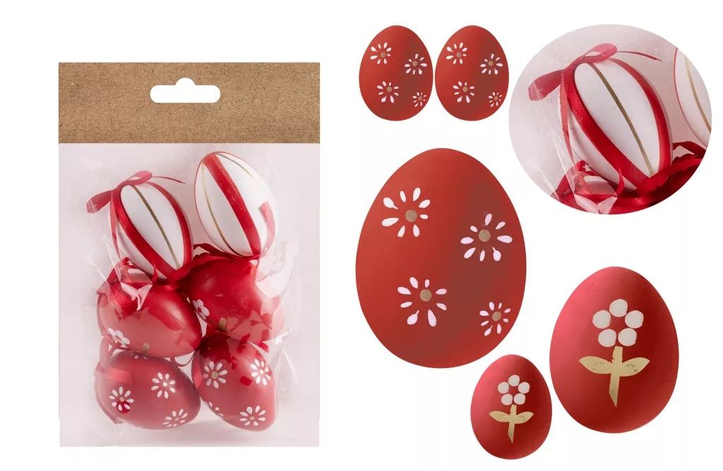 Műanyag mintás tojás szett akasztós 6 db / csomag - Több színben