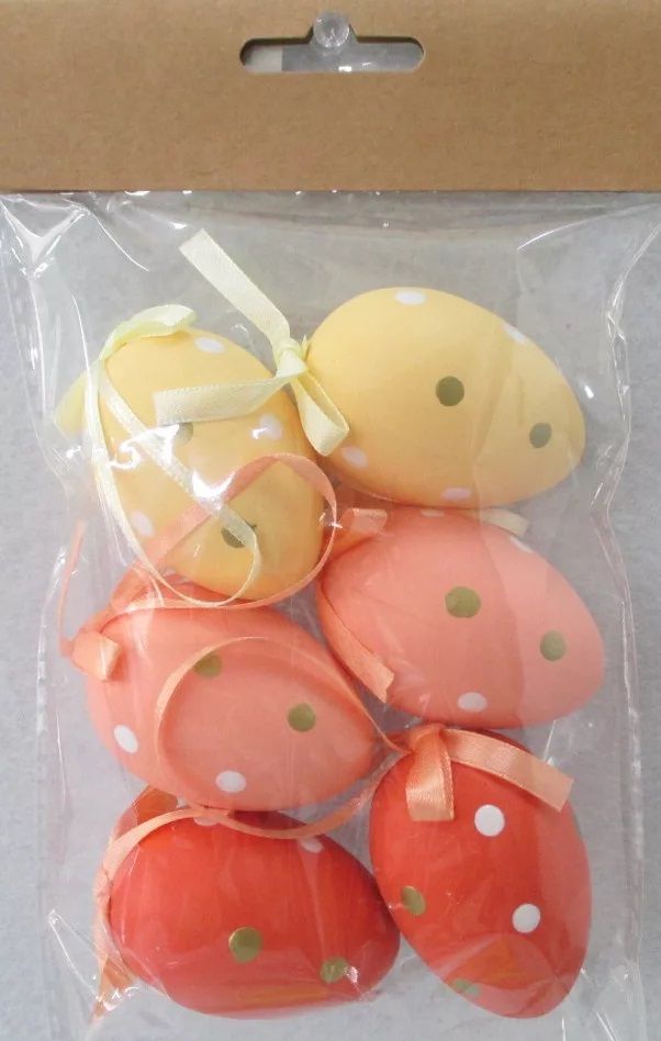 Műanyag mintás tojás szett akasztós 6 db / csomag - Több színben