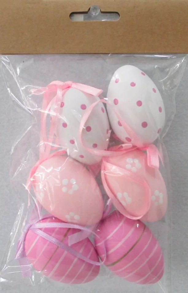 Műanyag mintás tojás szett akasztós 6 db / csomag - Több színben