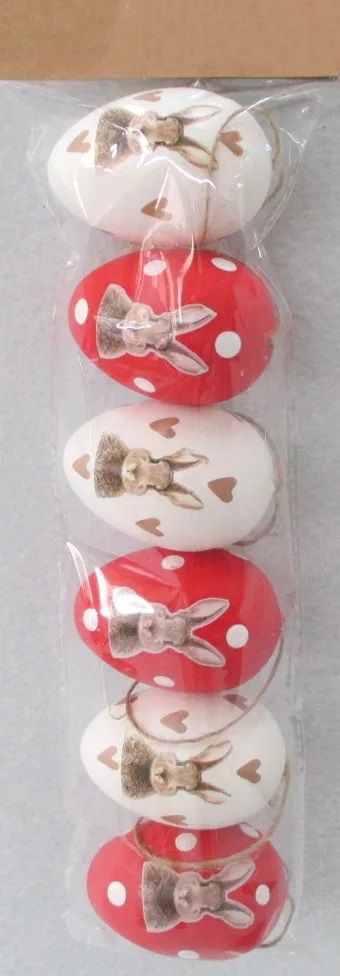 Műanyag tojás akasztós nyulas 6 db / szett 