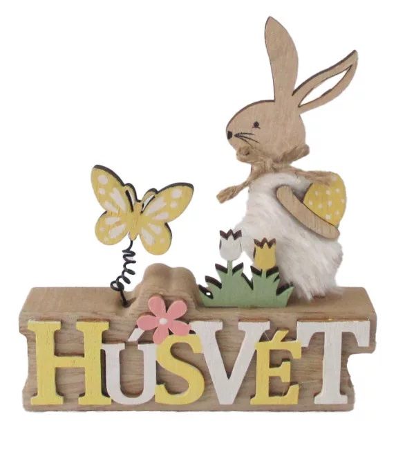 Fa Húsvét felirat nyuszival 12 x 13 cm