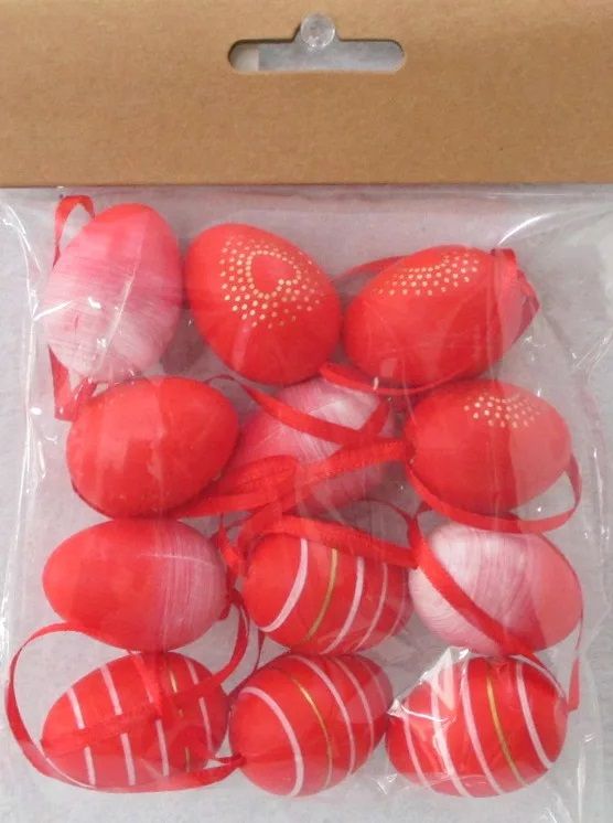 Műanyag mintás tojás szett akasztós 12 db / csomag - Több színben