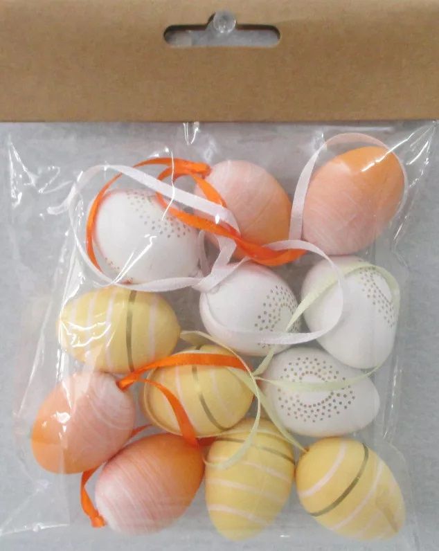 Műanyag mintás tojás szett akasztós 12 db / csomag - Több színben