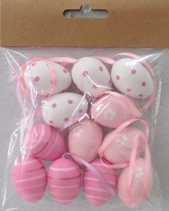 Műanyag mintás tojás szett akasztós 12 db / csomag - Több színben