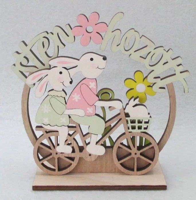 Fa nyuszi bicajjal Isten Hozott felirattal Fa nyuszi bicajjal Isten Hozott felirattal