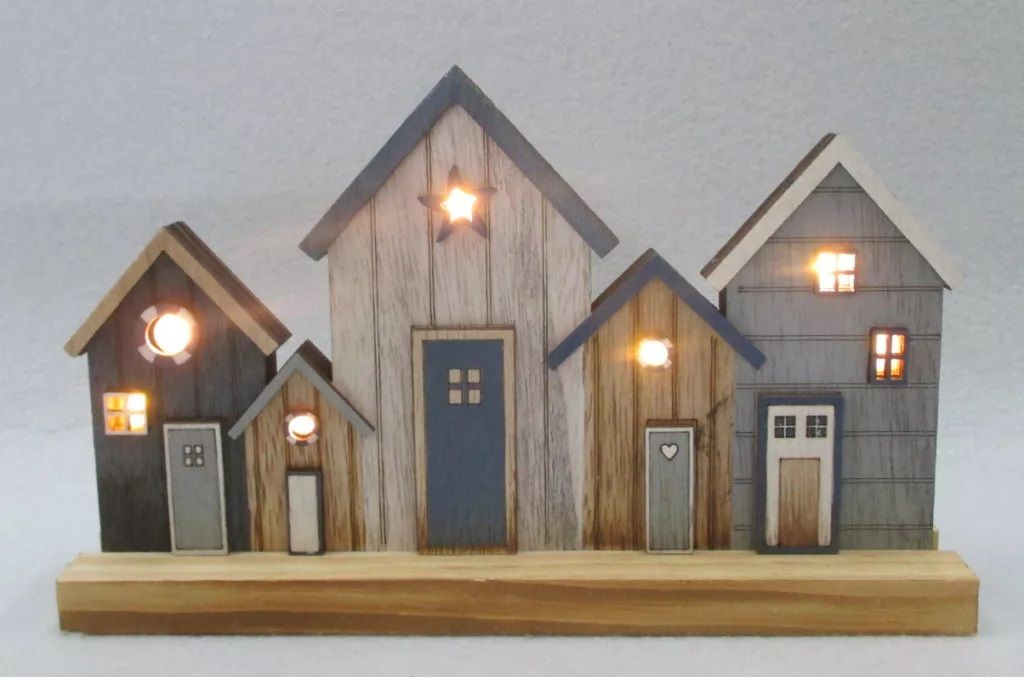 Fa tengeri házsor + led 24 x 5 x 15 cm Fa tengeri házsor + led 24 x 5 x 15 cm