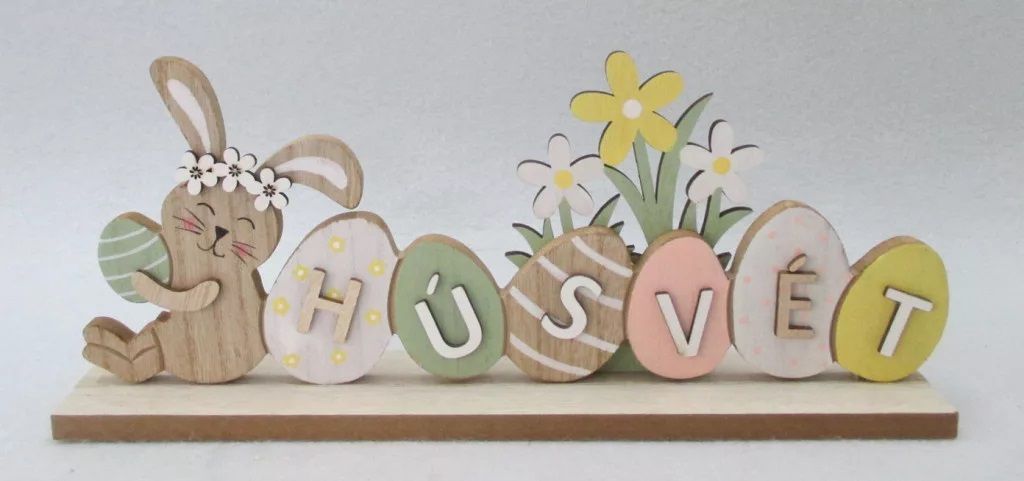 Fa Húsvét felirat tojásokkal 30 x 13 cm