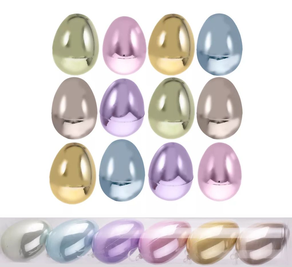 Műanyag gyöngyház fényű akasztós tojás 6 db / szett