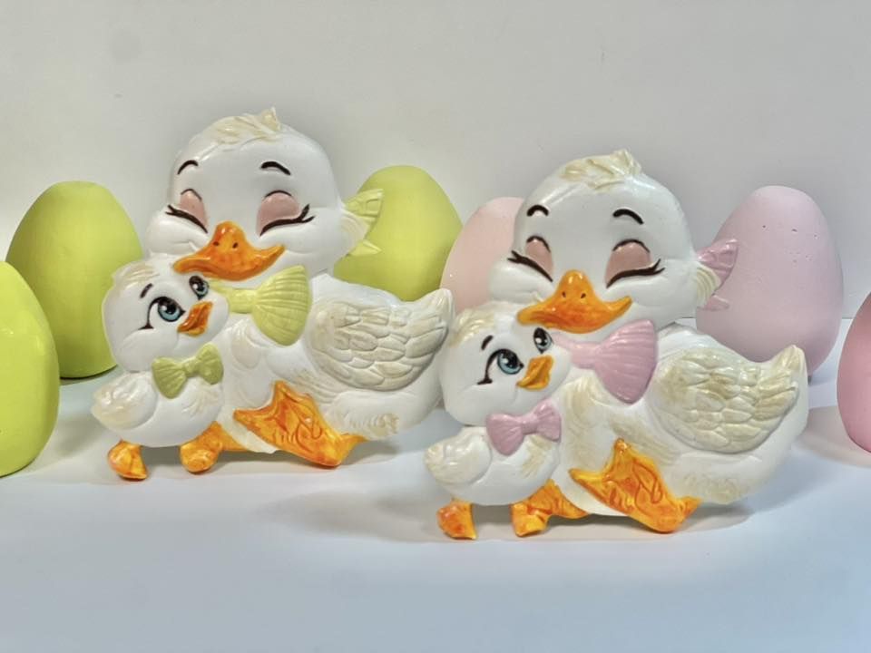 Gipsz kacsa mama kiskacsával - 2 féle