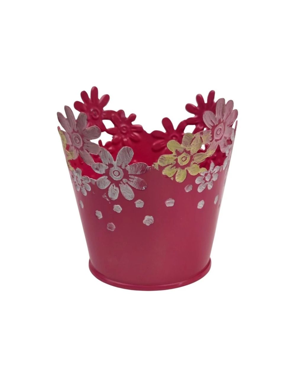 Virágperemes színes bádog kaspó - 4 színben